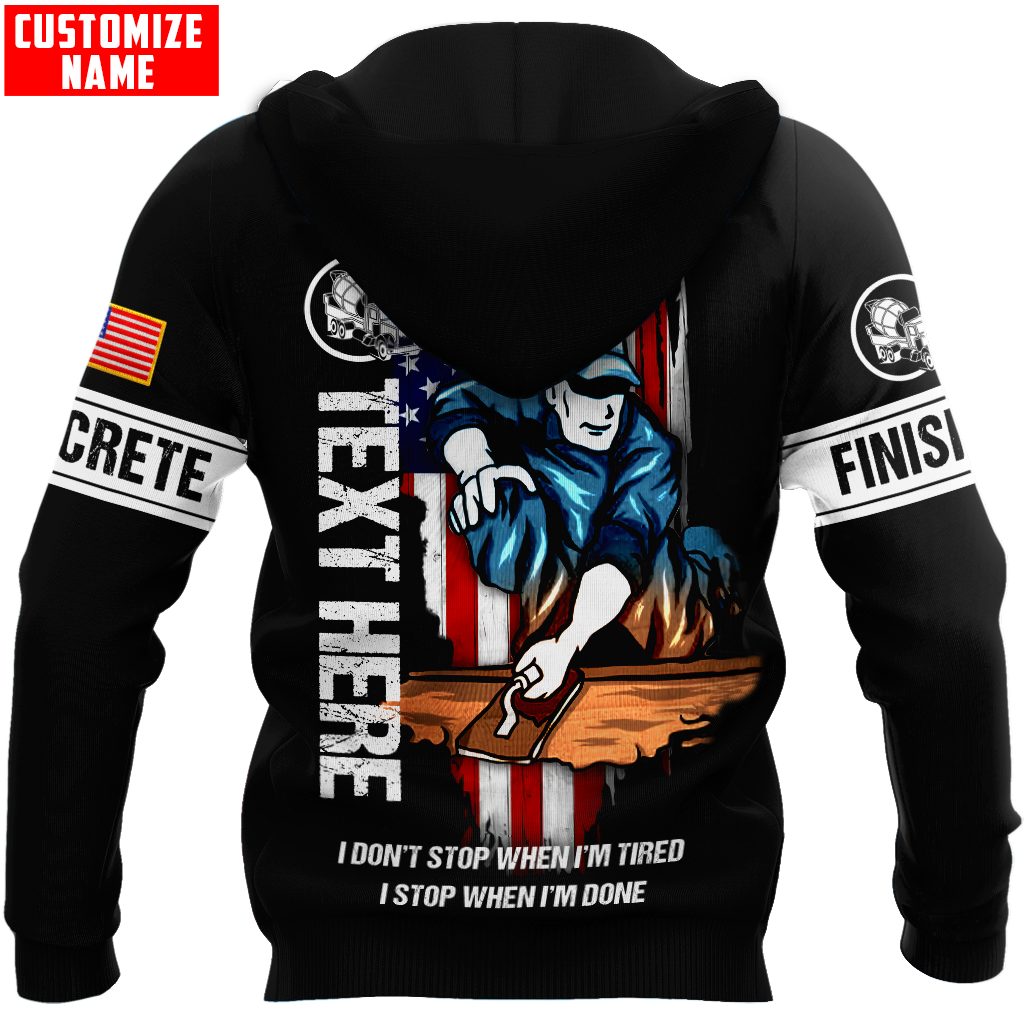 US Concrete Finisher Custom name 3D printed shirts