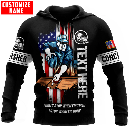 US Concrete Finisher Custom name 3D printed shirts