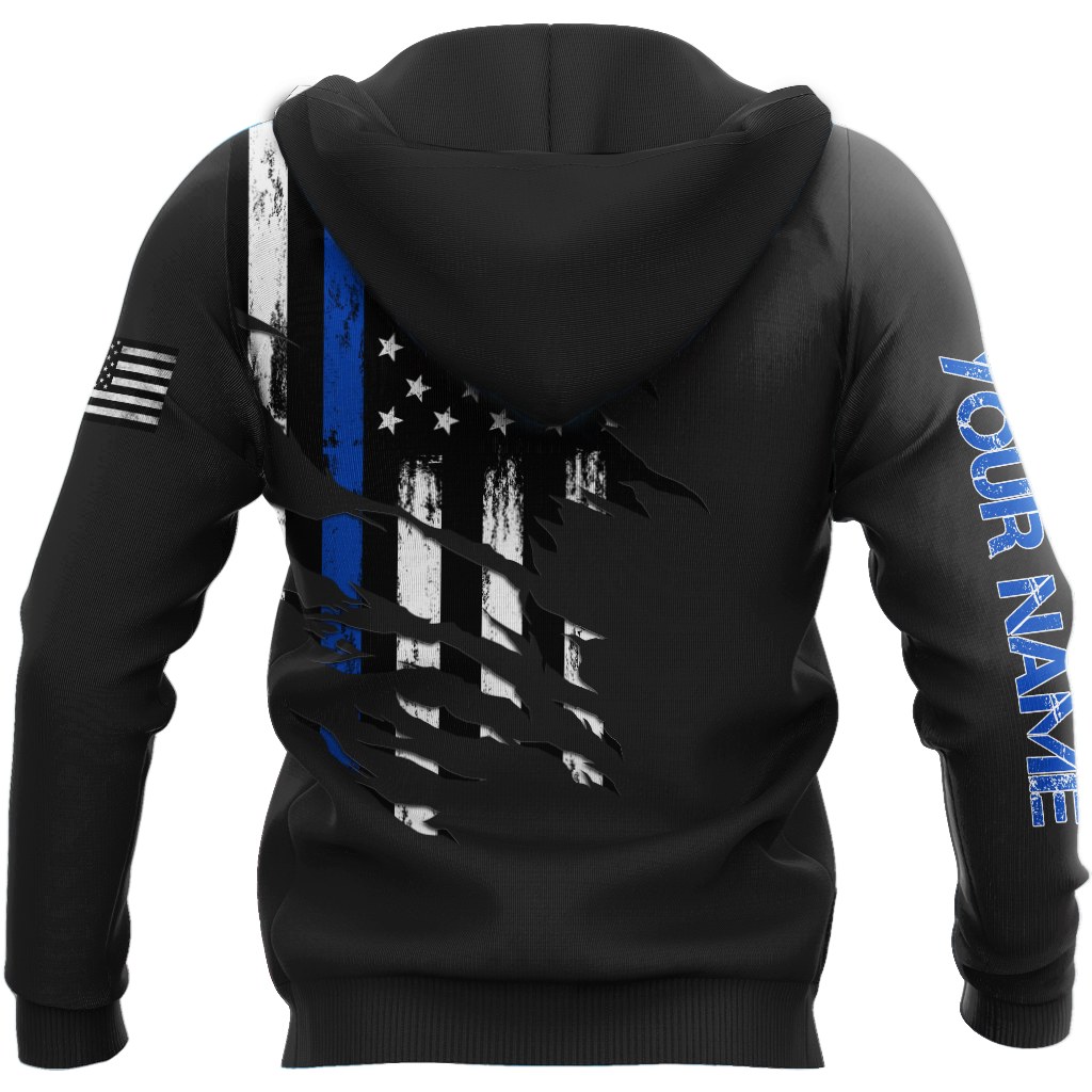 Thin Blue Line apparel US Law Enforcement custom name design 3d print shirts Proud Military