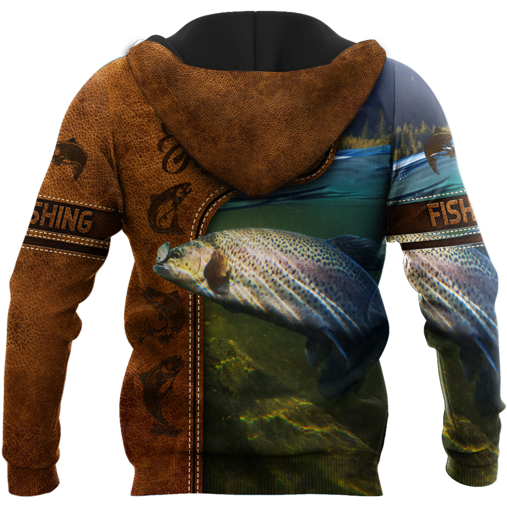Trout Fishing water camo Cosplay leather 3D print shirts