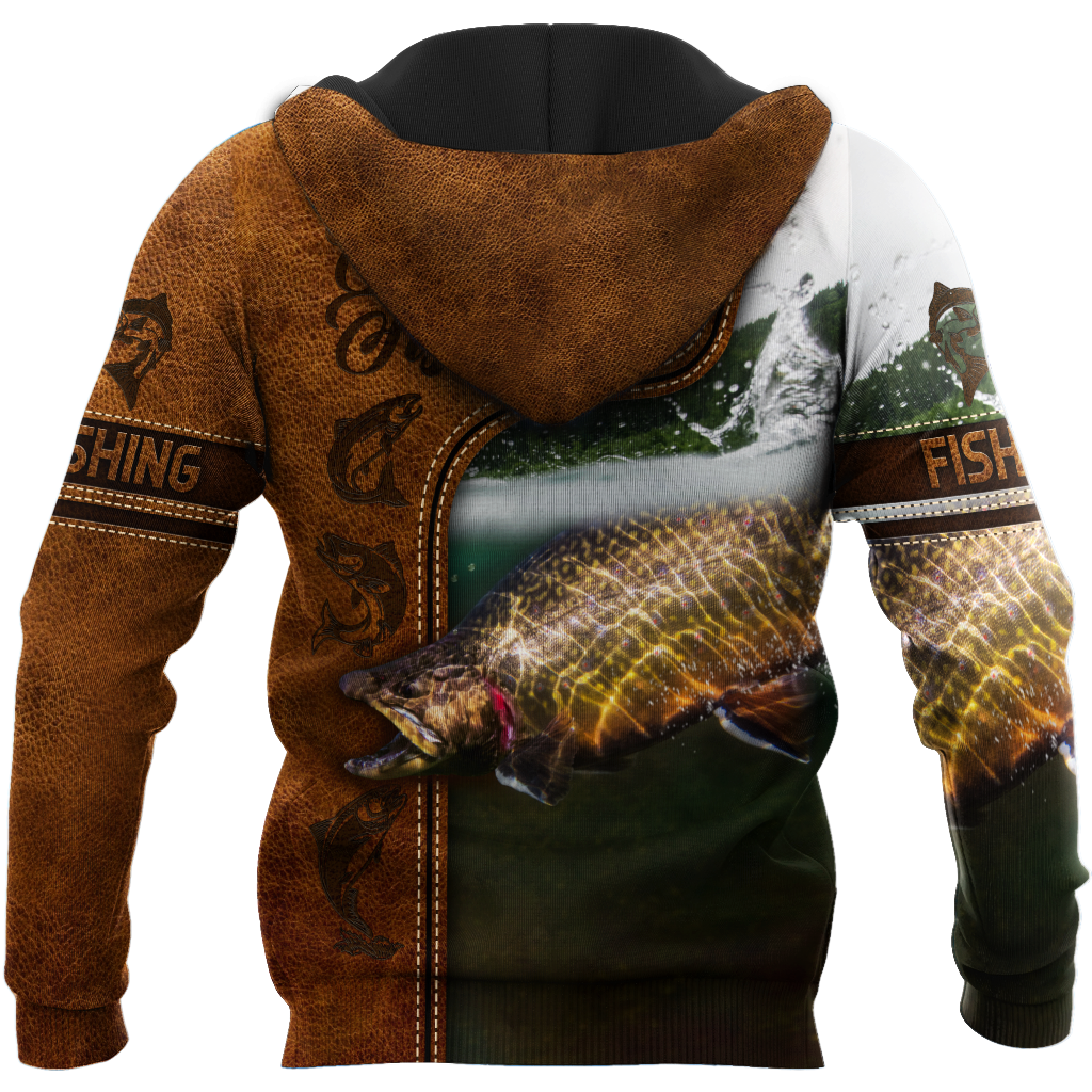 Trout Fishing water camo Cosplay leather 3D print shirts