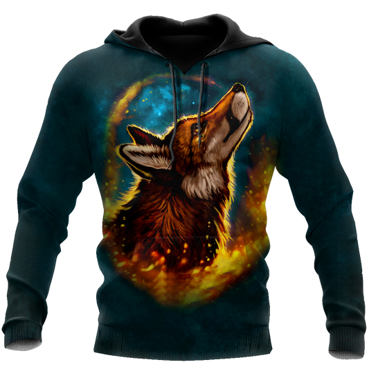 Wolf 3D All Over Printed Unisex Deluxe Hoodie ML