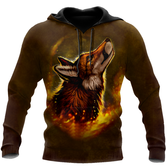 Wolf 3D All Over Printed Unisex Deluxe Hoodie ML