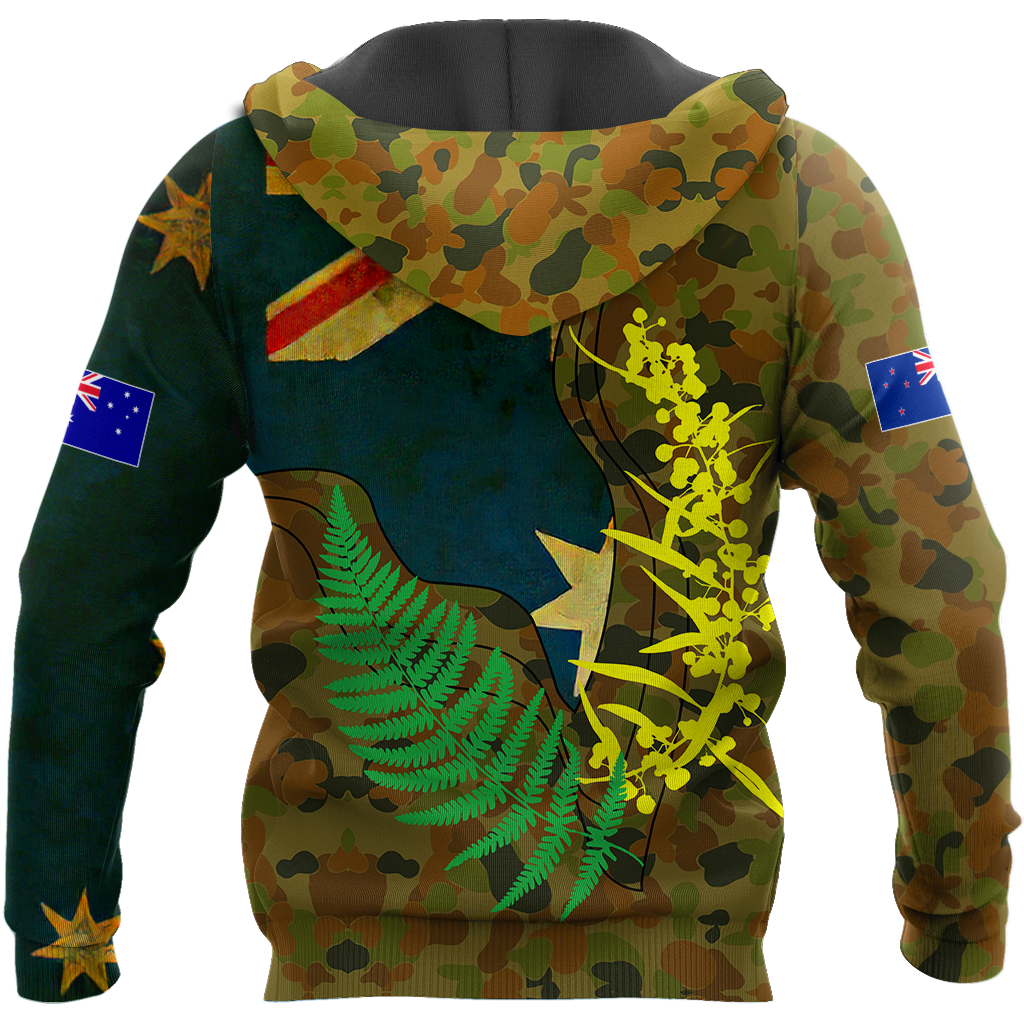 Australian Army Fern and Golden Wattle 3D Printed Unisex Hoodie TN