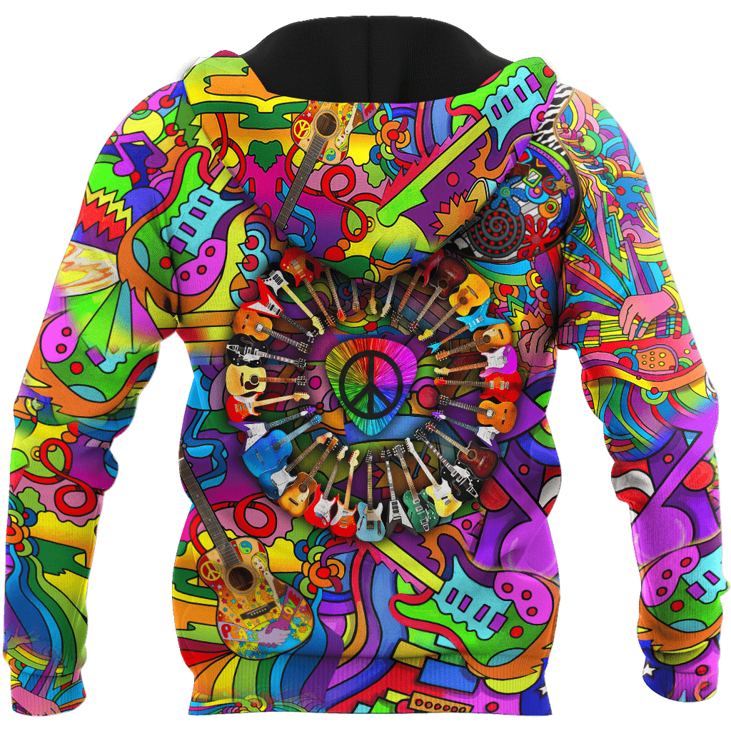 Amazing Guitar Hippie Color Hawaii Shirt ML