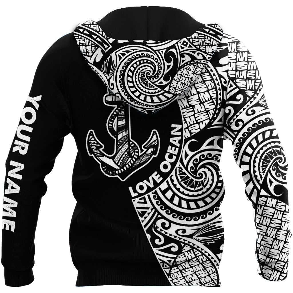 Amazing Polynesian Tattoo Anchor Personalized Unisex Deluxe Hoodie ML