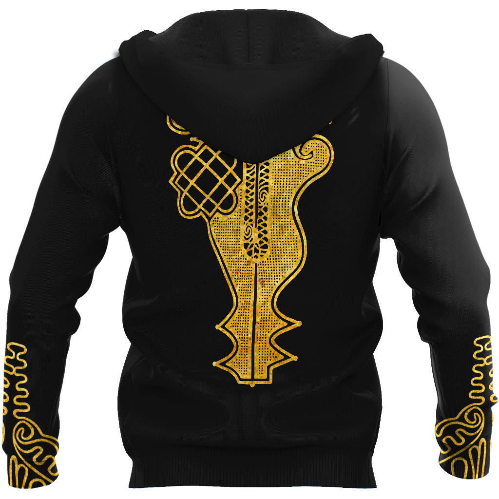 African Golden Dashiki Pattern 3D Over Printed Unisex Deluxe Hoodie ML