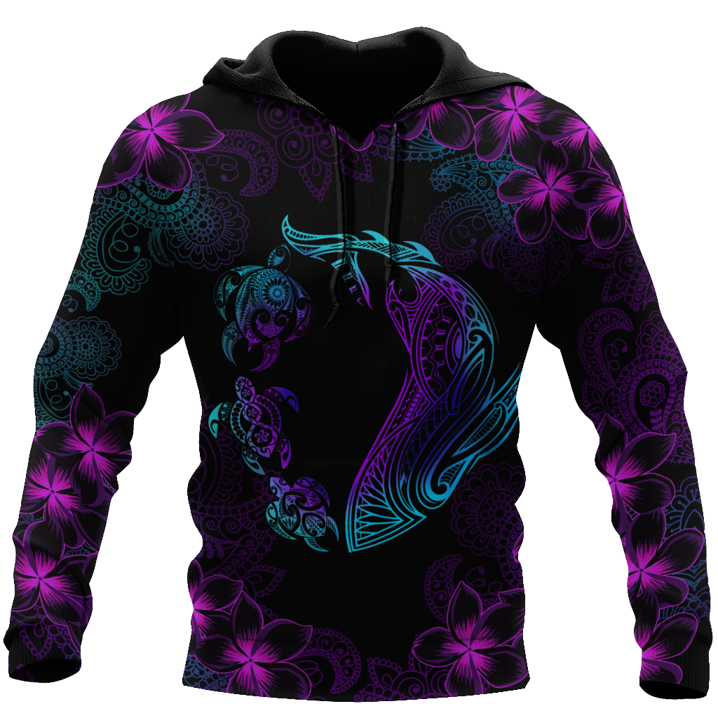 Turtle And Shark Habiscus Hawaii 3D Unisex Shirt