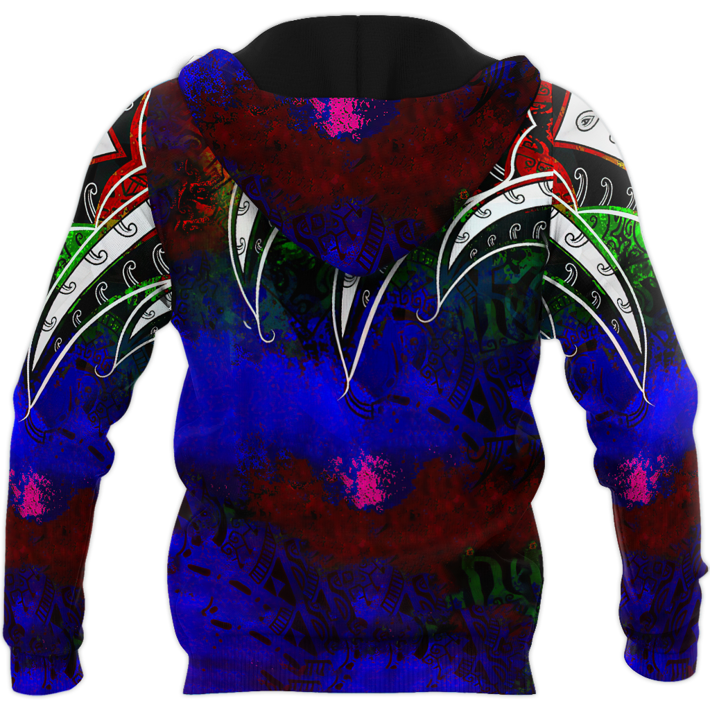 Amazing Polynesian Tattoo And Color Unisex Deluxe Hoodie ML