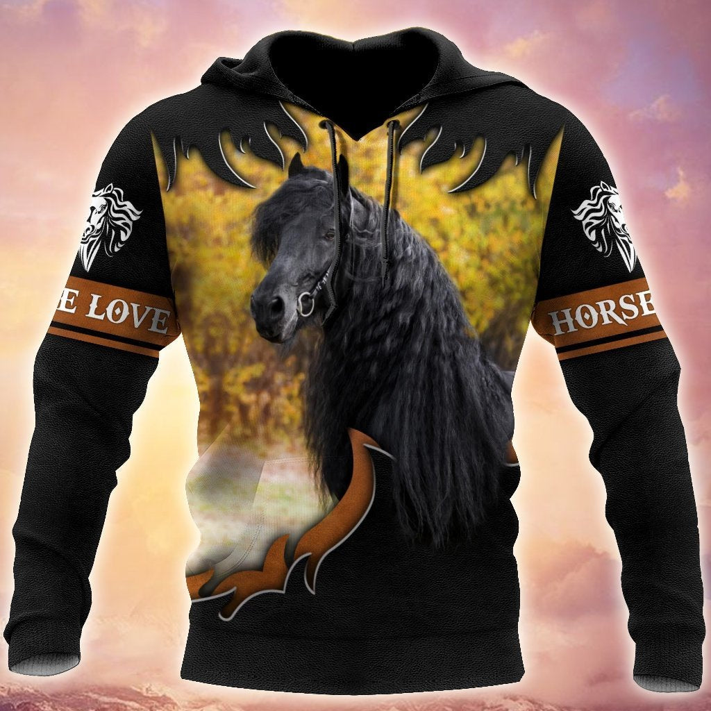 Black Horse 3D All Over Printed Shirts PD19022102