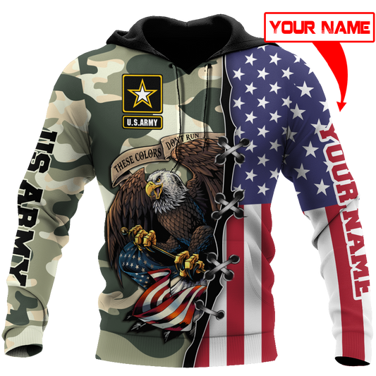 US Veteran Personalized name 3D All Over Printed Unisex Hoodie