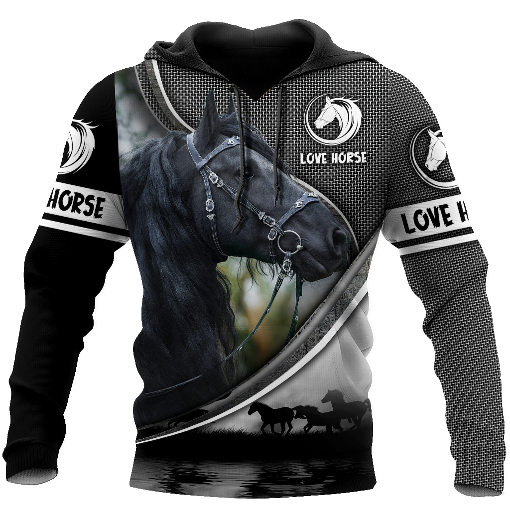 Beautiful Friesian Horse 3D All Over Printed Hoodie For Men And Women VP19112002