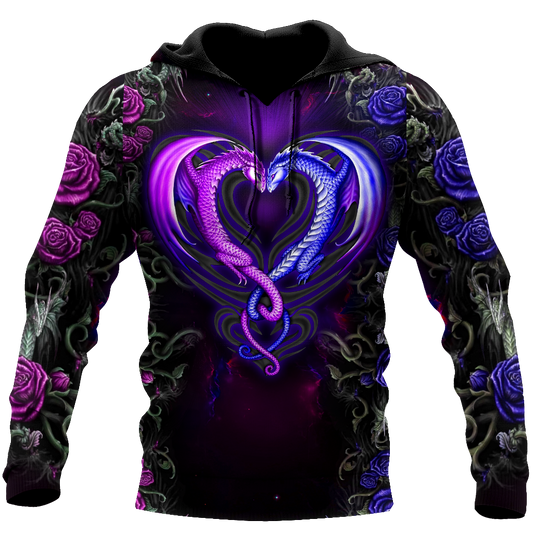 Tmarc Tee Dungeons and Dragons Couple 3D All Over Printed Shirts Purple