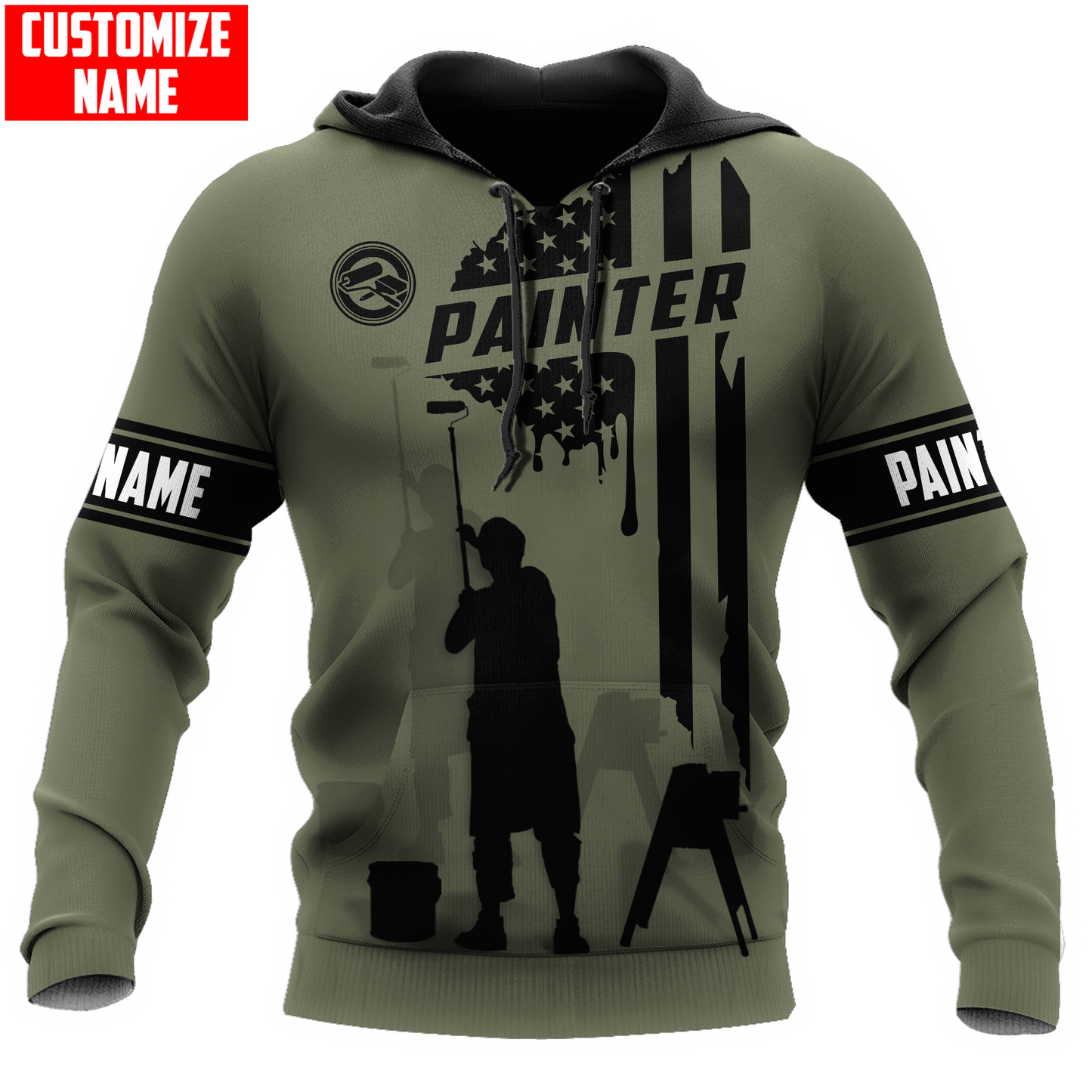 Tmarc Tee Personalized Name American Painter 3D All Over Printed Unisex Shirts Green