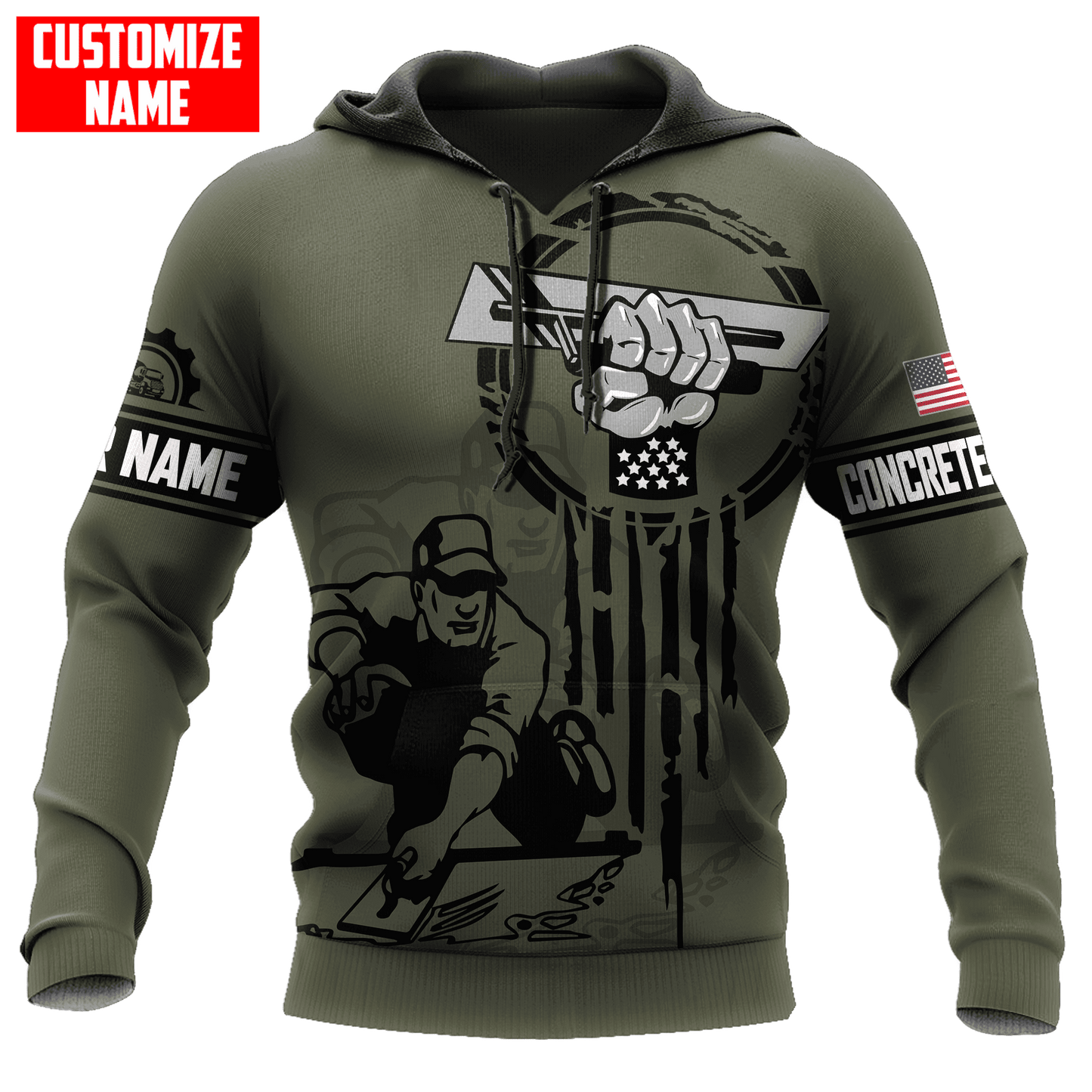 US Concrete Finisher Tool Pride Custom name 3D Printed Shirts