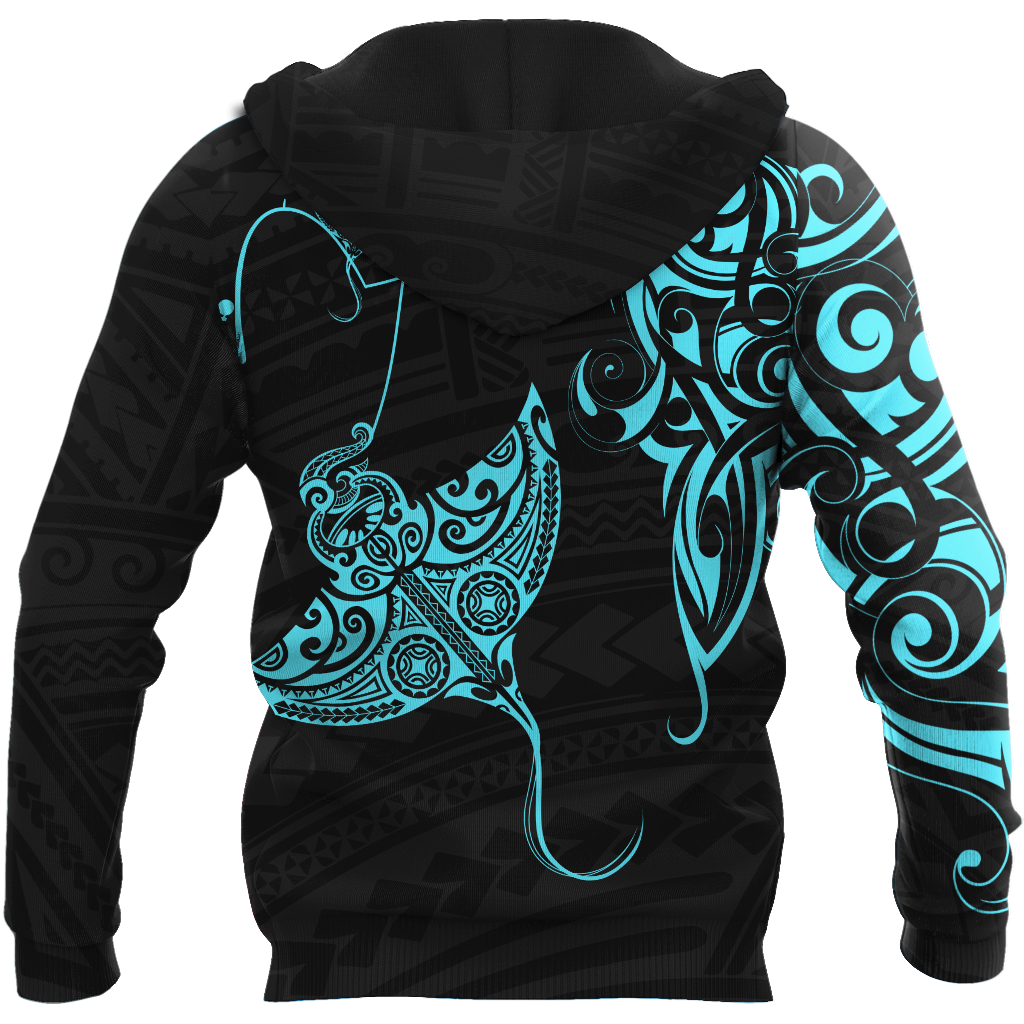 Amazing Polynesian Blue Ray Tattoo Personalized Unisex Deluxe Hoodie ML
