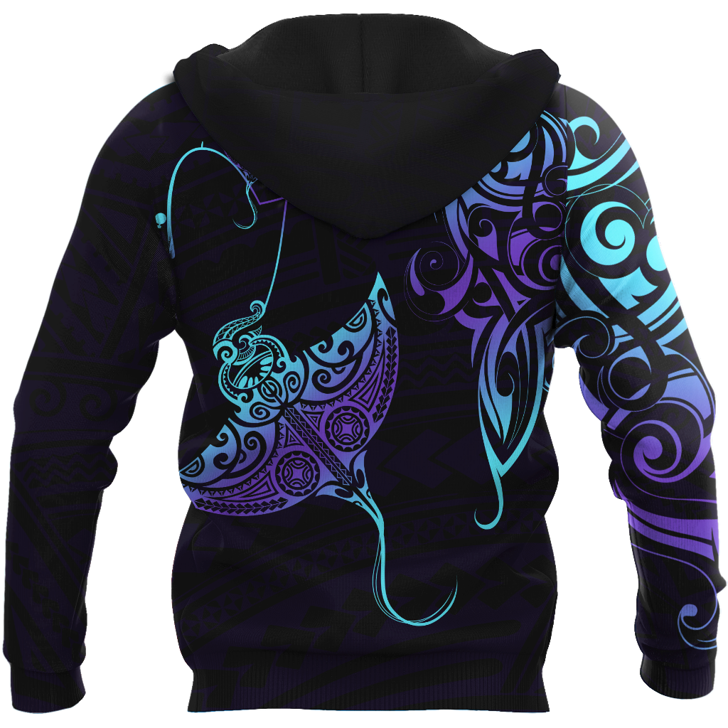 Amazing Polynesian Blue And Purple Ray Tattoo Personalized Unisex Deluxe Hoodie ML
