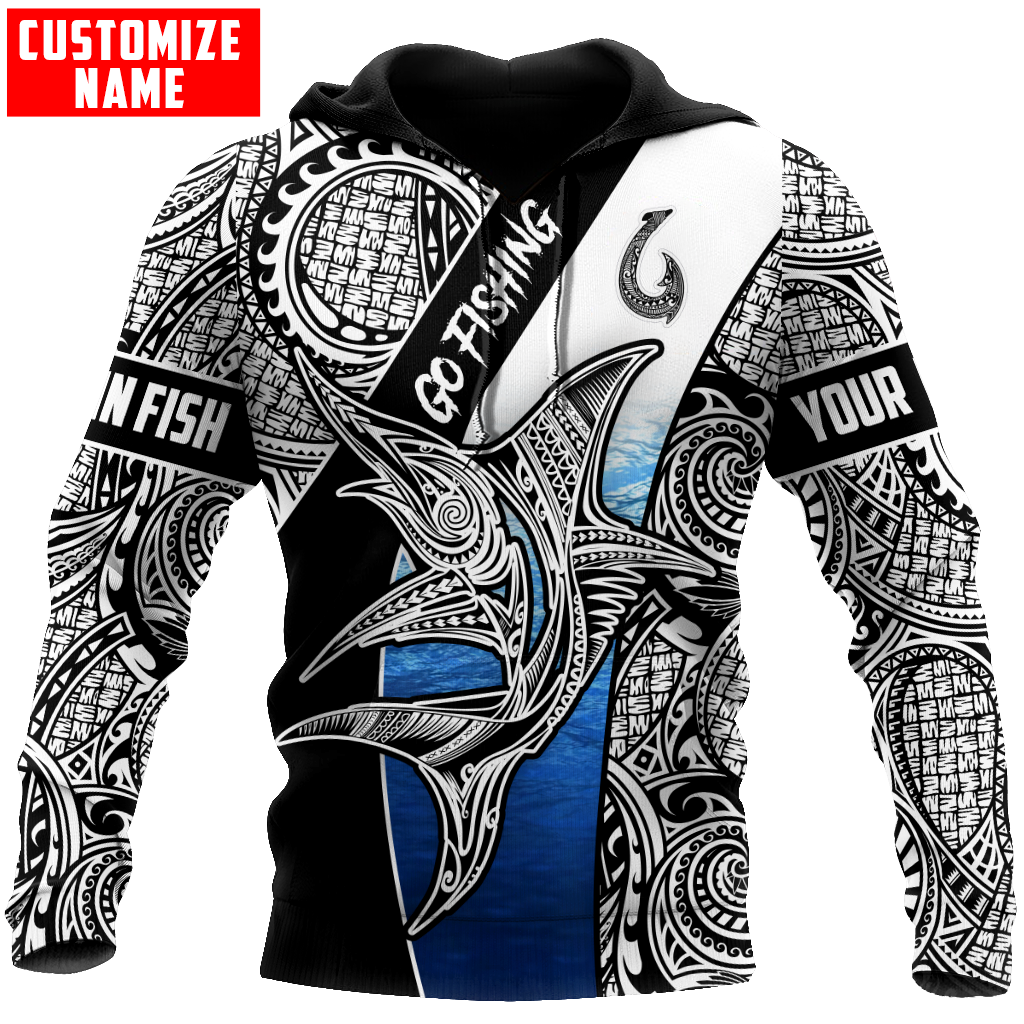 Amazing Polynesian Go Fishing Marlin Fish Personalized Unisex Deluxe Hoodie ML