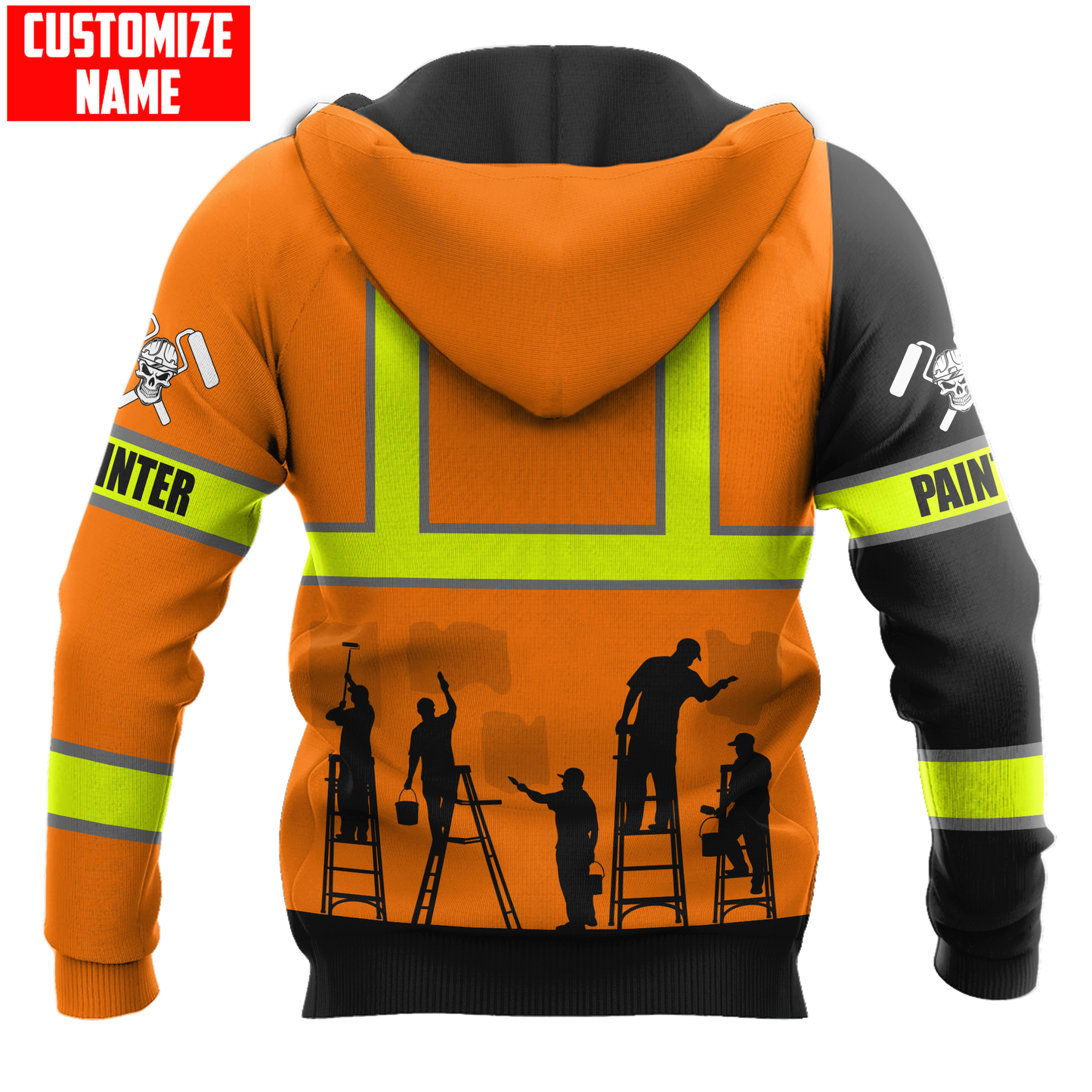 Tmarc Tee Personalized Name Painter 3D All Over Printed Unisex Shirts Orange Skull