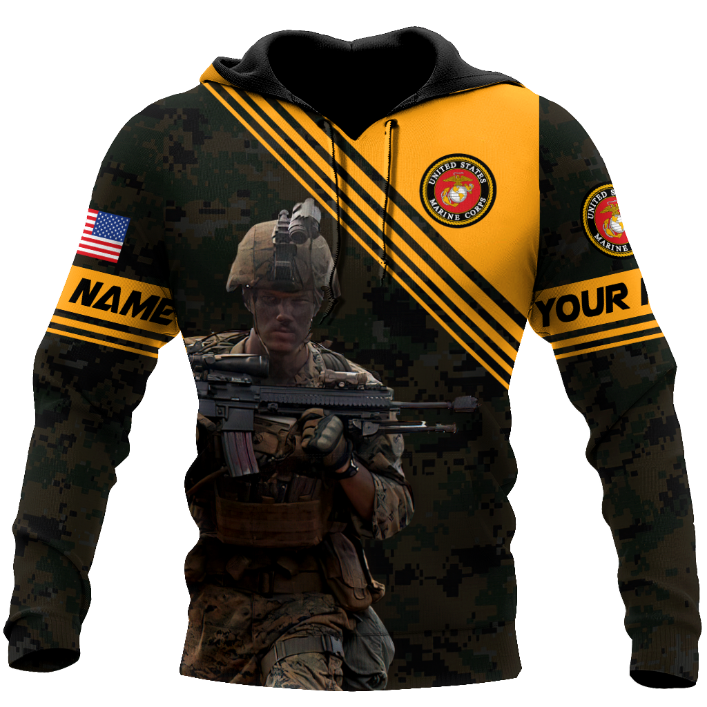 American US Marine Over Printed Unisex Deluxe Hoodie ML