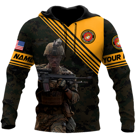 American US Marine Over Printed Unisex Deluxe Hoodie ML