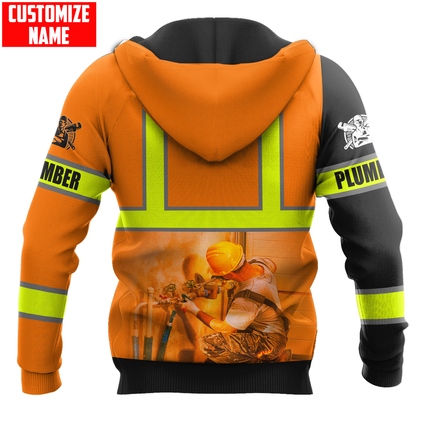 Tmarc Tee Personalized Plumber Orange Skull Apparel