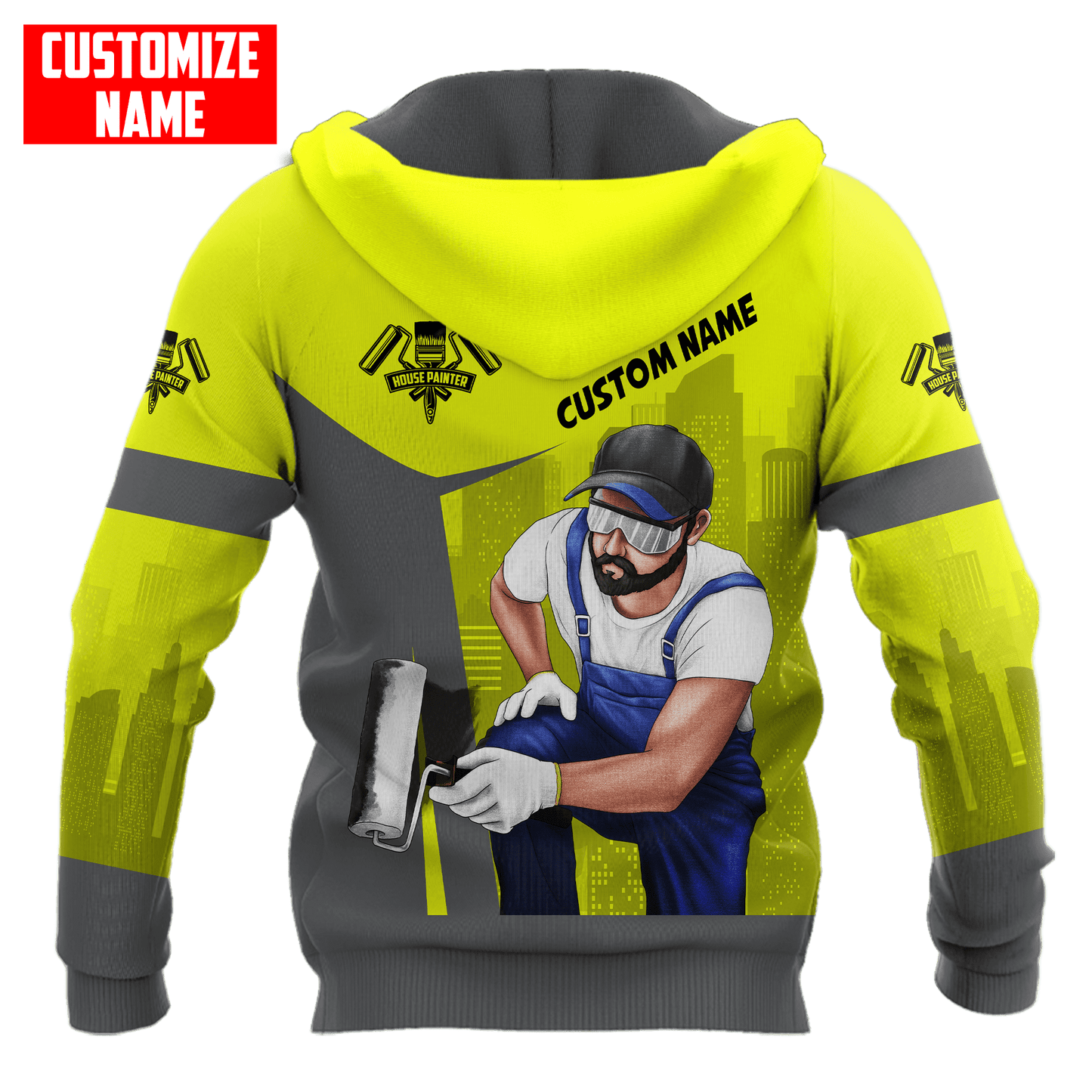 Tmarc Tee Personalized Name Painter 3D All Over Printed Unisex Shirts Yellow Neon