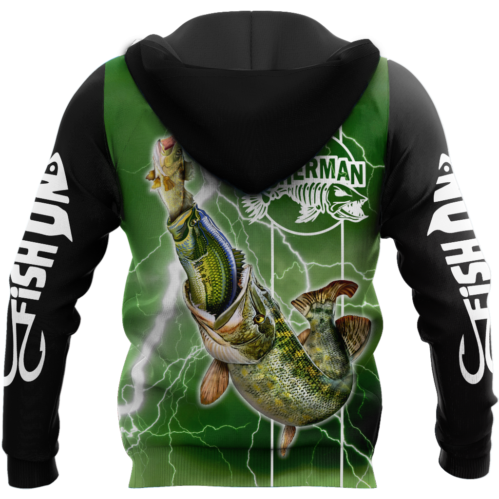 The great fish eats the small Green Fishing 3d print shirts