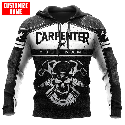 Tmarctee Personalized Name Carpenter Skull 3D All Over Printed Shirts