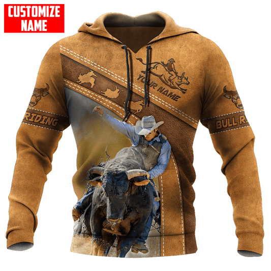 Tmarc Tee Personalized Name Bull Riding 3D All Over Printed Unisex Shirts Brown Bull Ver 2