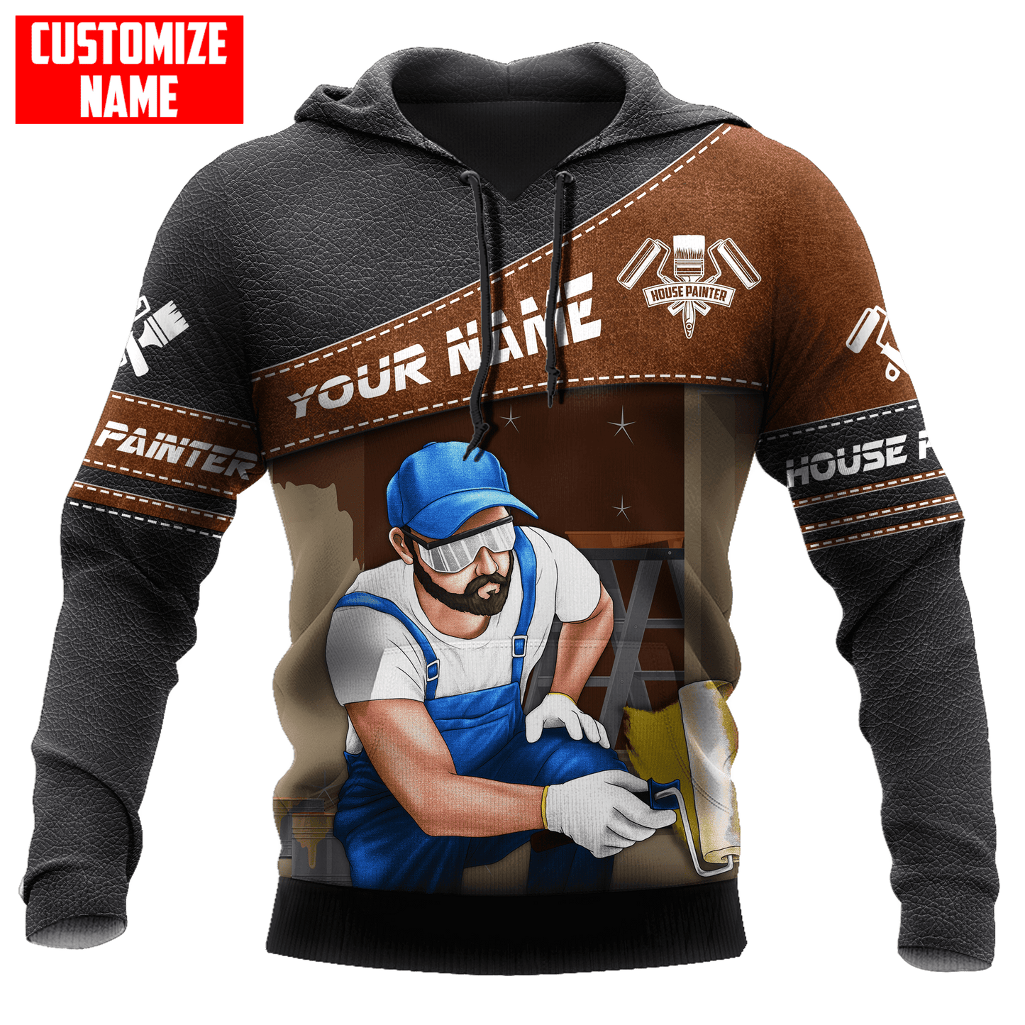 Tmarc Tee Personalized Name Painter 3D All Over Printed Unisex Shirts Leather Texture