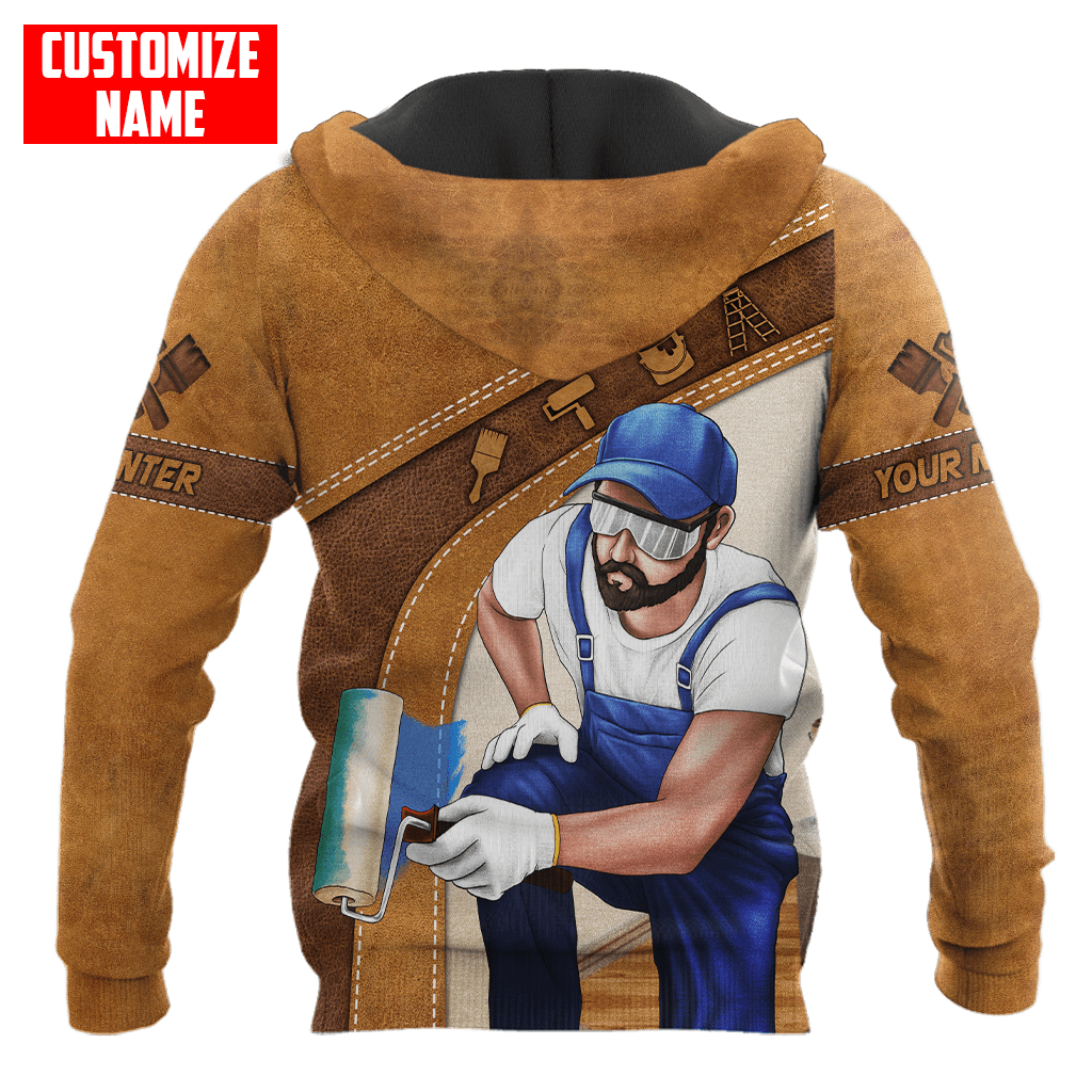 Tmarc Tee Personalized Name Painter 3D All Over Printed Unisex Shirts Brown Leather