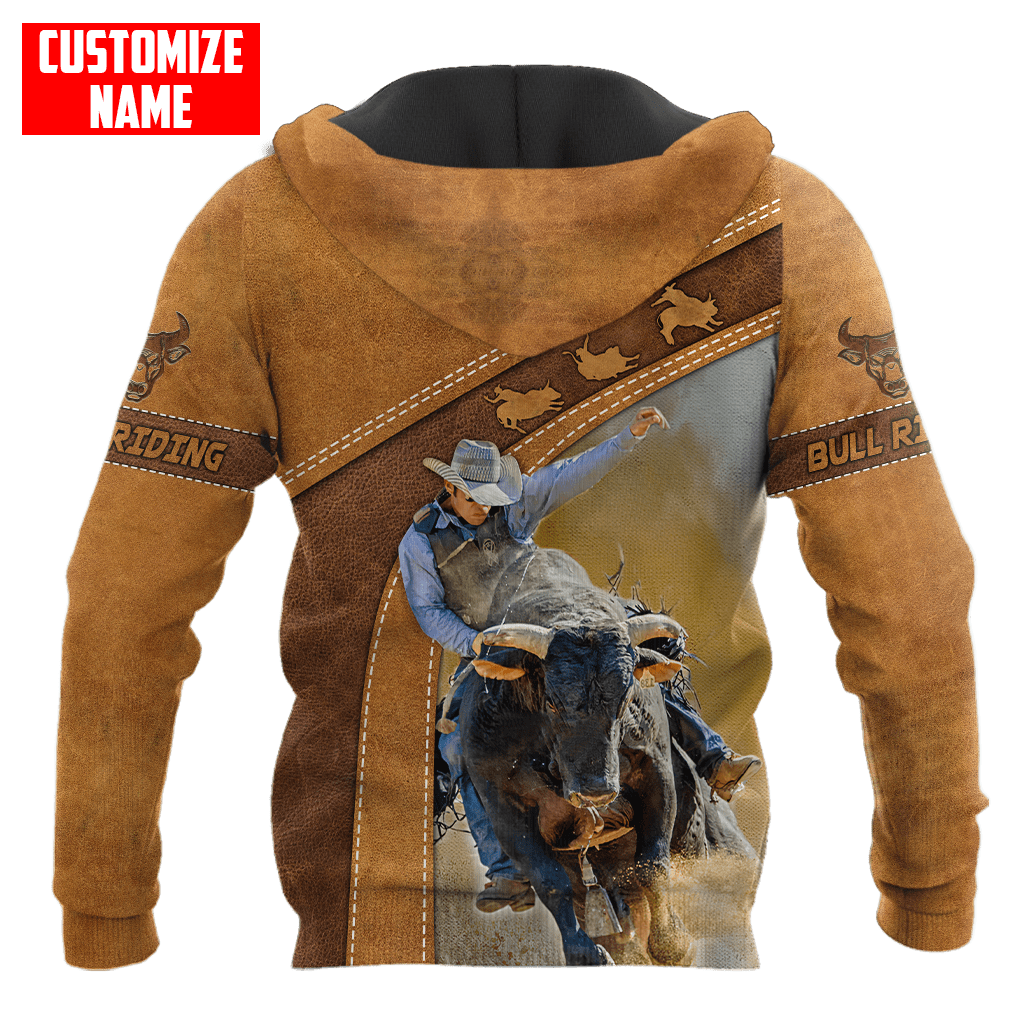 Tmarc Tee Personalized Name Bull Riding 3D All Over Printed Unisex Shirts Brown Bull Ver 2
