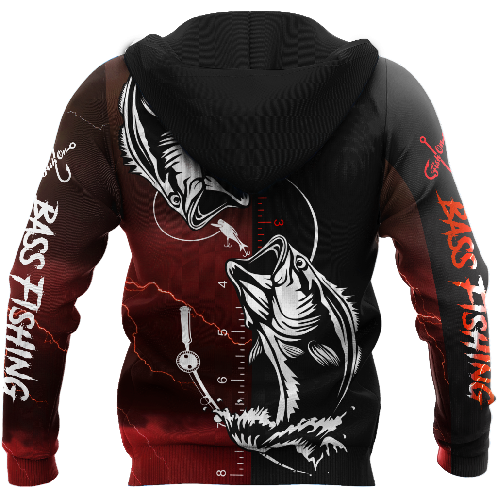 Bass fishing tattoo the rule Red colour 3D print shirts