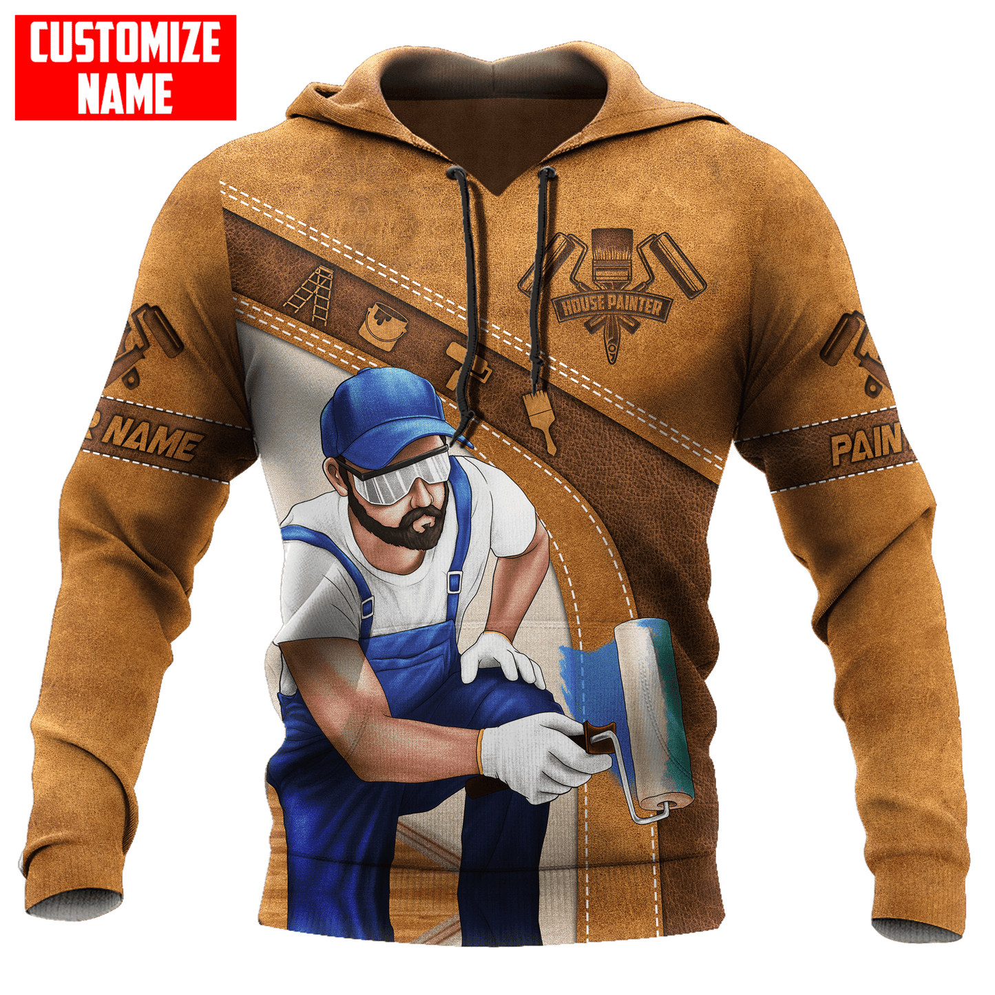 Tmarc Tee Personalized Name Painter 3D All Over Printed Unisex Shirts Brown Leather