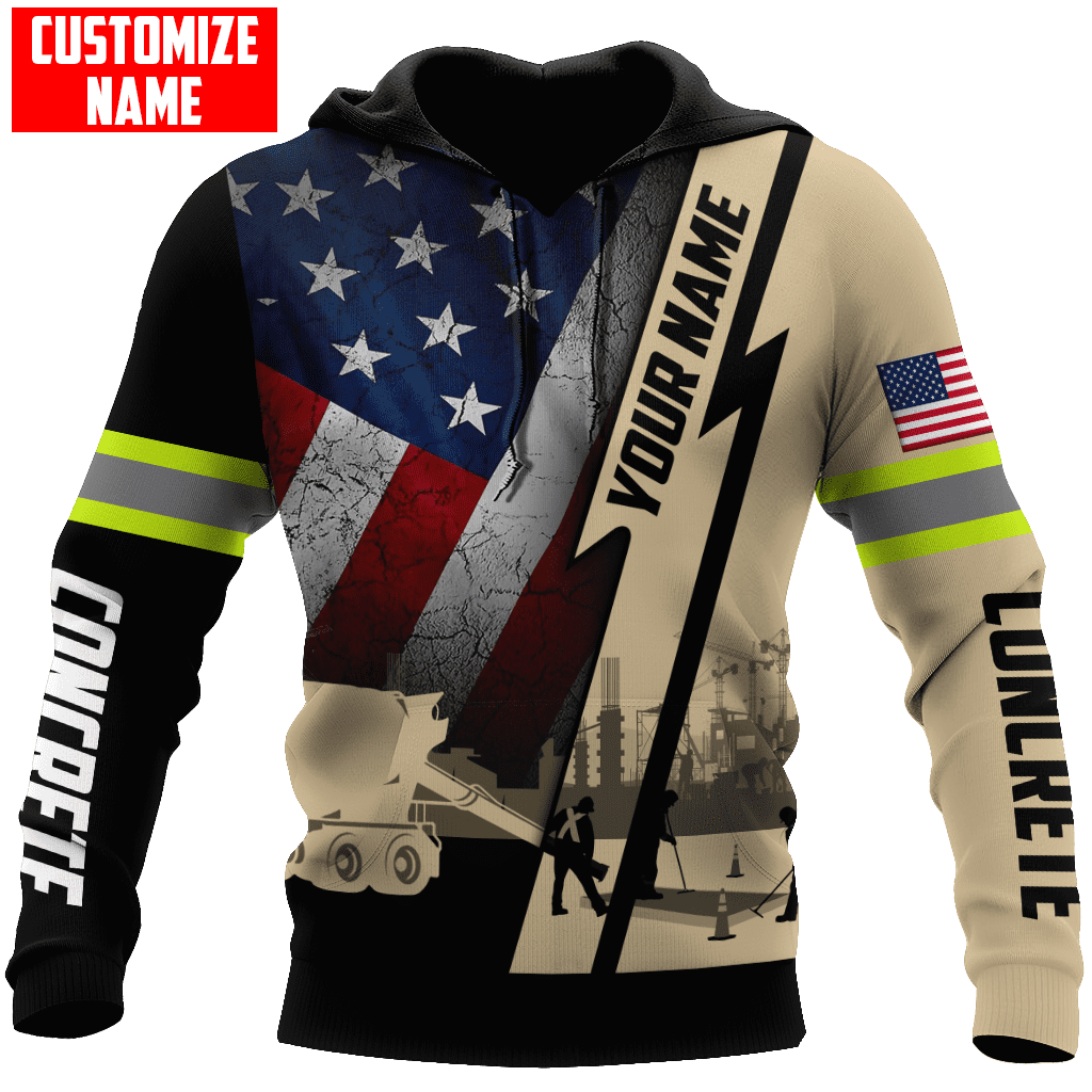 US Concrete Finisher Custom name 3D printed shirts