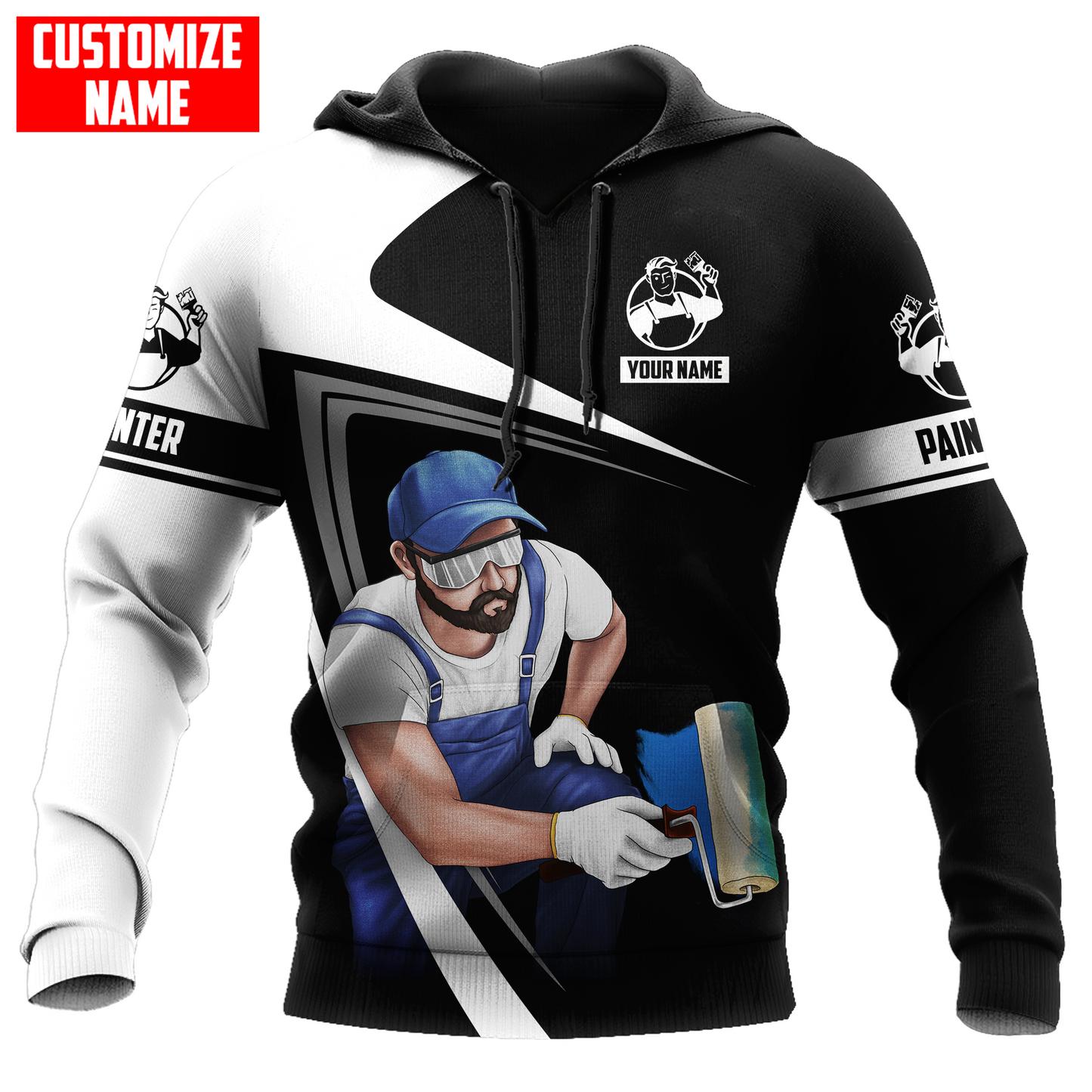 Tmarc Tee Personalized Name Painter 3D All Over Printed Unisex Black Shirts 