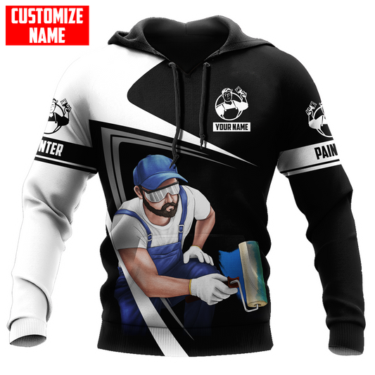 Tmarc Tee Personalized Name Painter 3D All Over Printed Unisex Black Shirts 