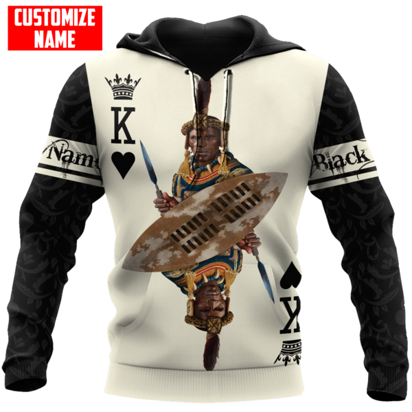African Culture Black King Zulu Unisex Hoodie ML Personalize Name