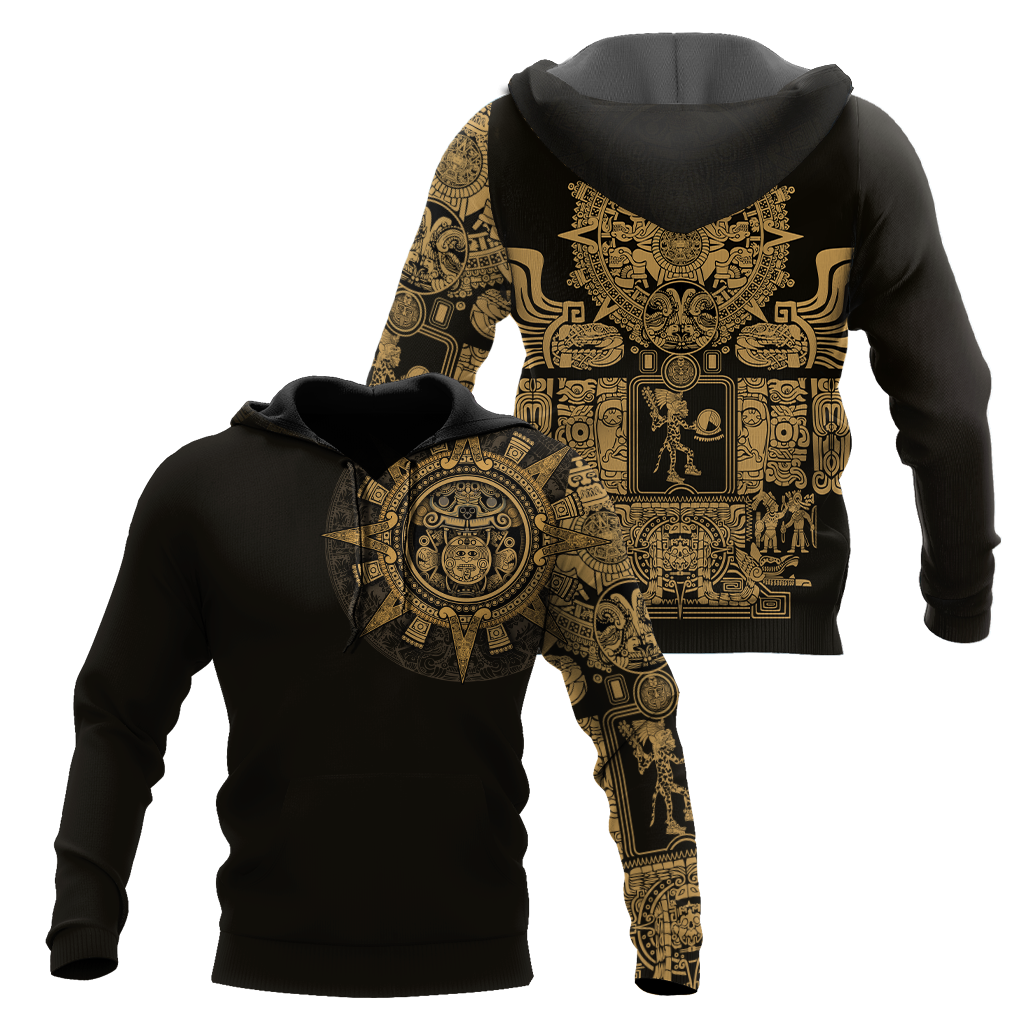 Aztec Mexican Yellow 3D All Over Printed Unisex Hoodie no2