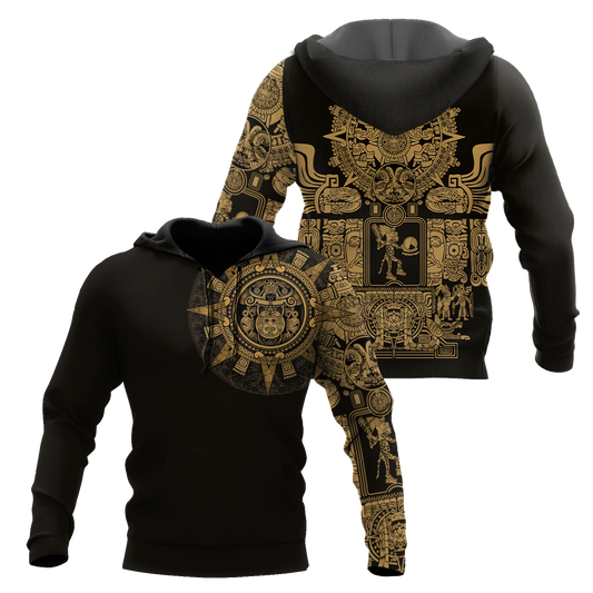 Aztec Mexican Yellow 3D All Over Printed Unisex Hoodie no2