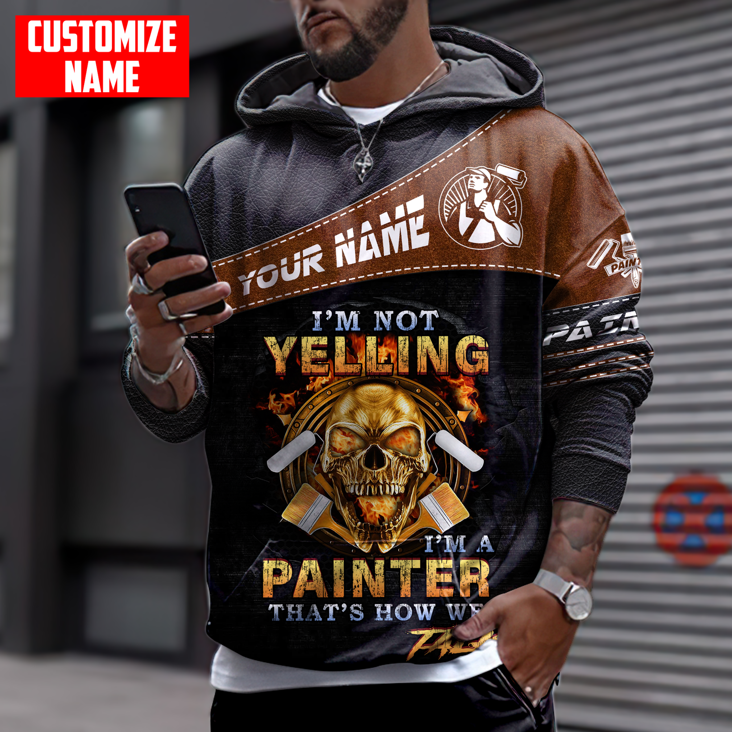 Tmarc Tee Personalized Name Painter 3D All Over Printed Unisex Shirts Leather Texture Ver 3