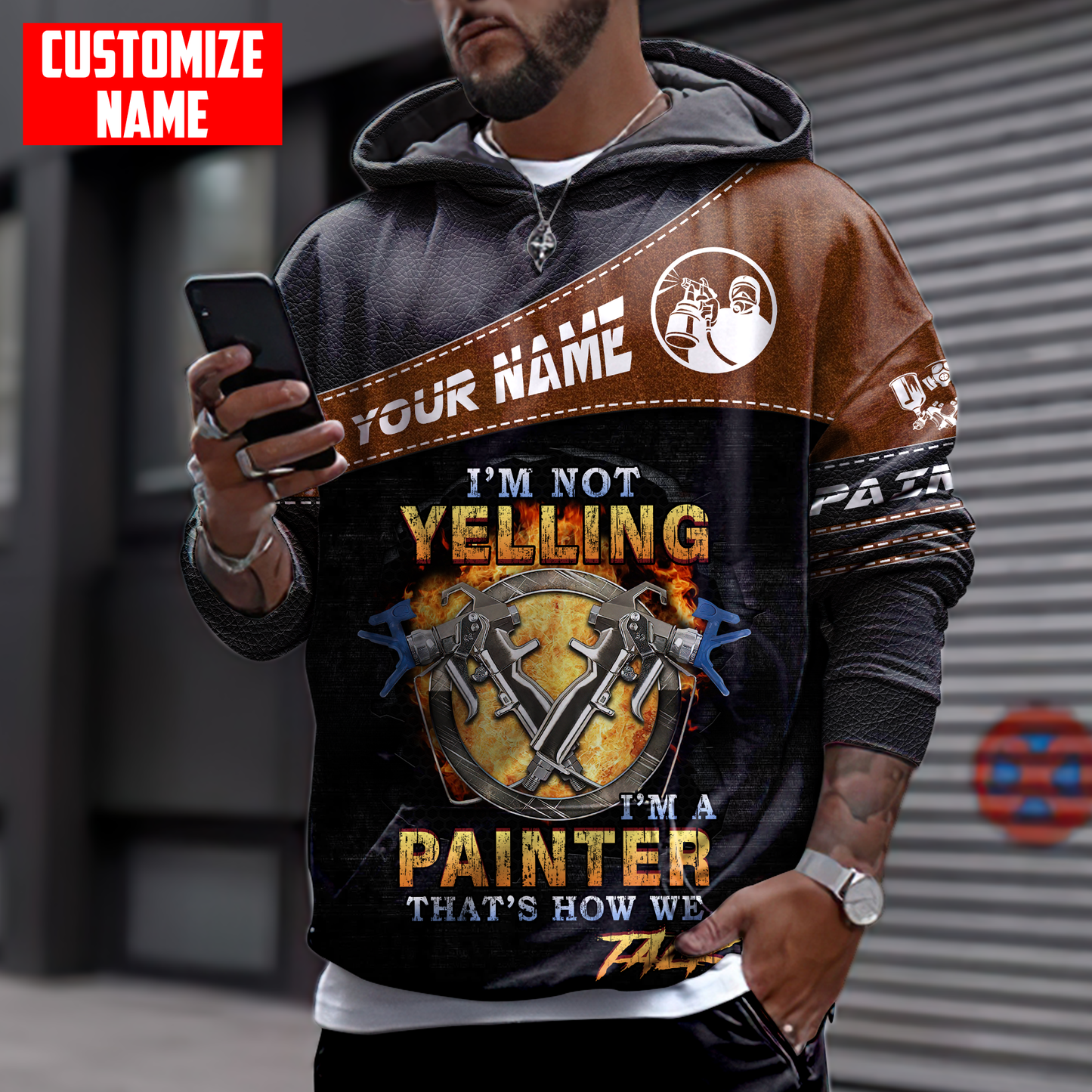 Tmarc Tee Personalized Name Painter 3D All Over Printed Unisex Shirts Leather Texture Ver 2