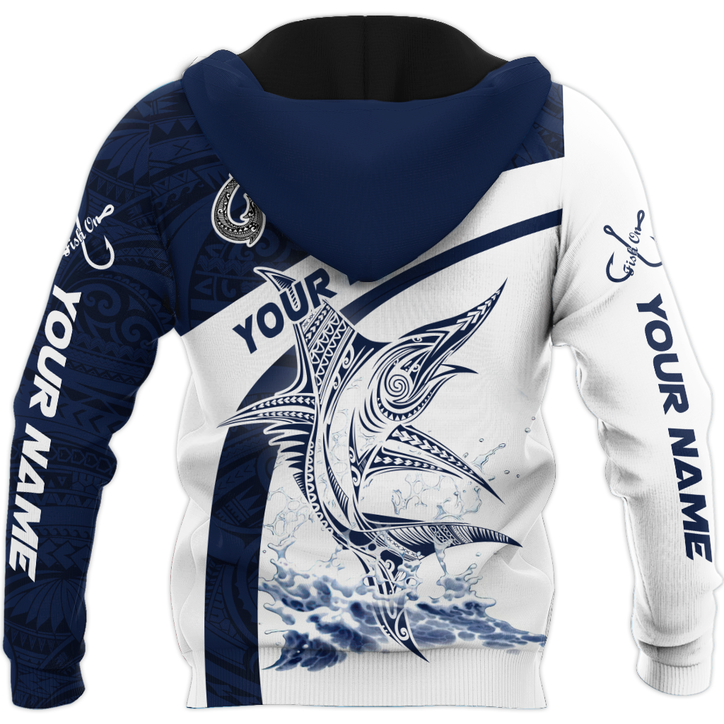 Amazing Polynesian Marlin Billfish Fishing Personalized Unisex Hoodie ML