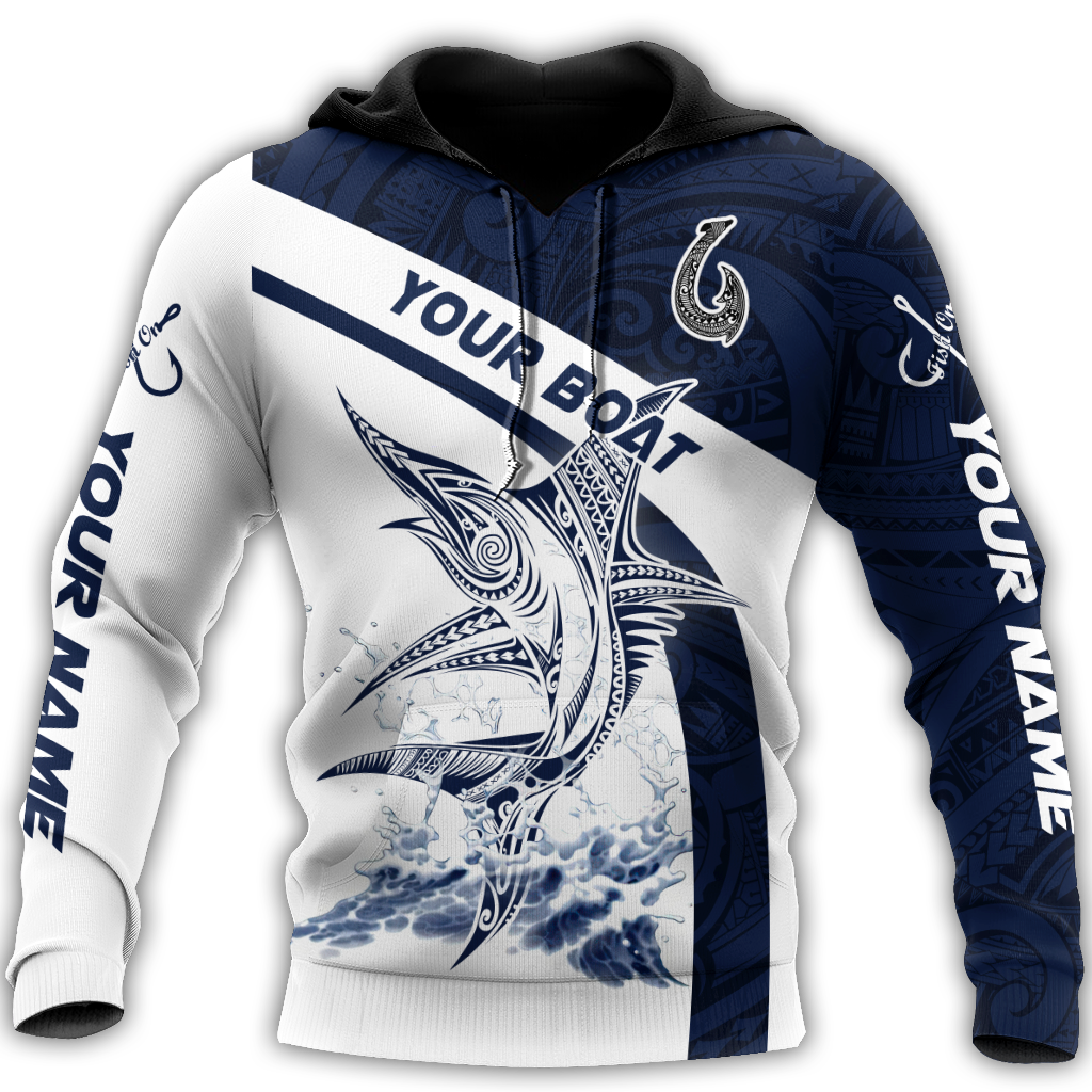 Amazing Polynesian Marlin Billfish Fishing Personalized Unisex Hoodie ML
