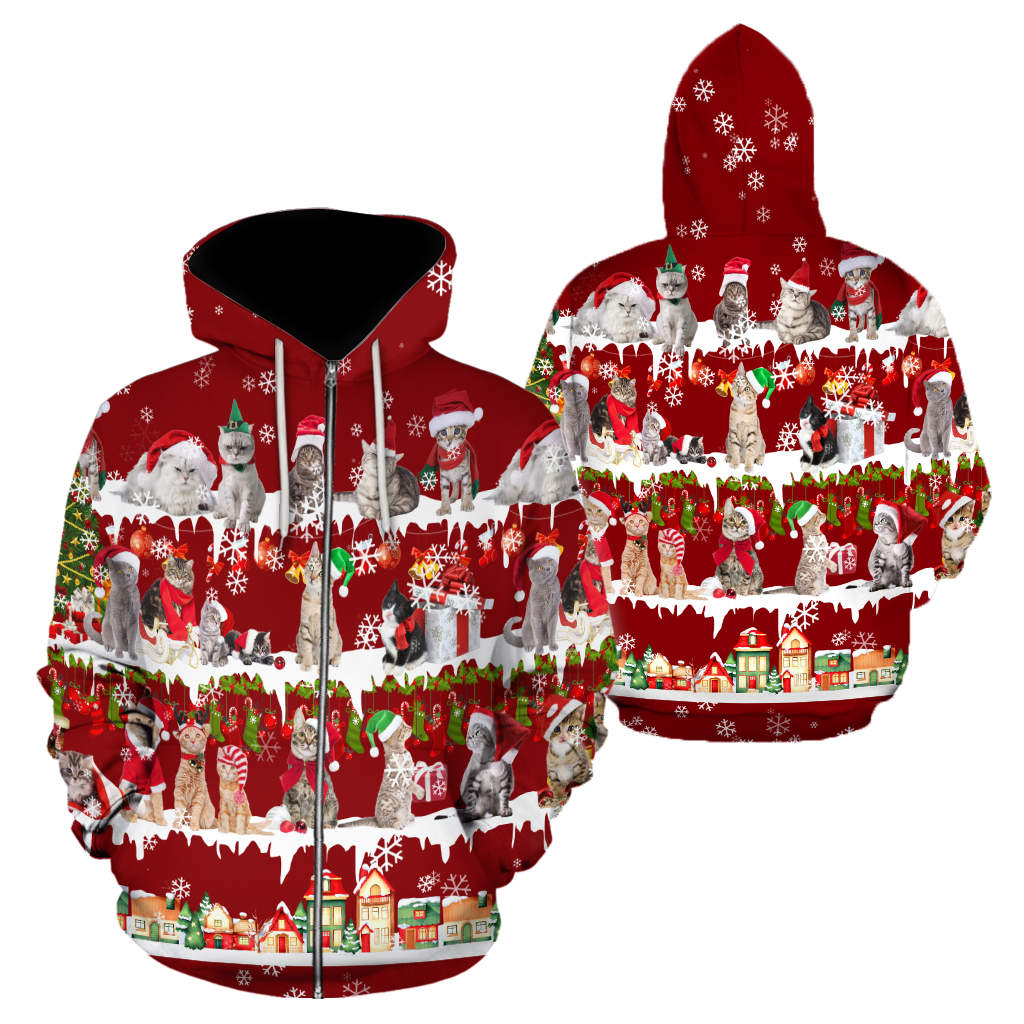 All Cat Breeds Christmas unisex 3d all over printed shirts