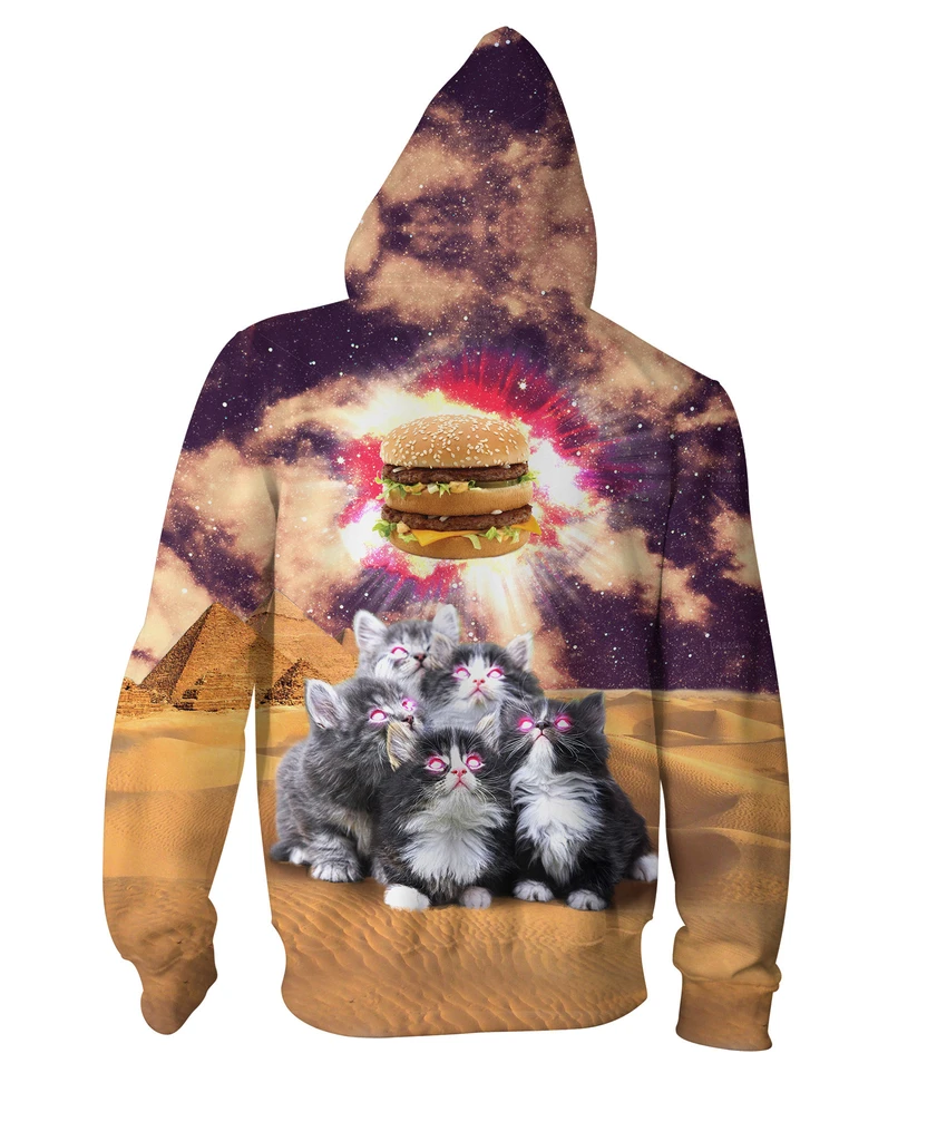 Worship the Burger Zip-Up Hoodie Cats PL04032005 - Amaze Style™-Apparel