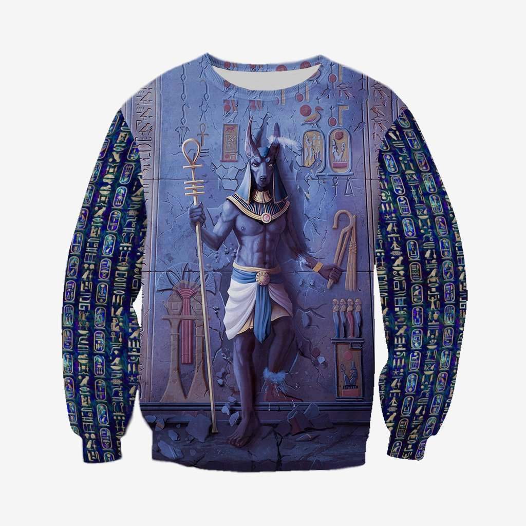 Anubis Face Blue Egypt Ancient 3D All Over Printed Clothes-Apparel-MP-Sweat Shirt-S-Vibe Cosy™