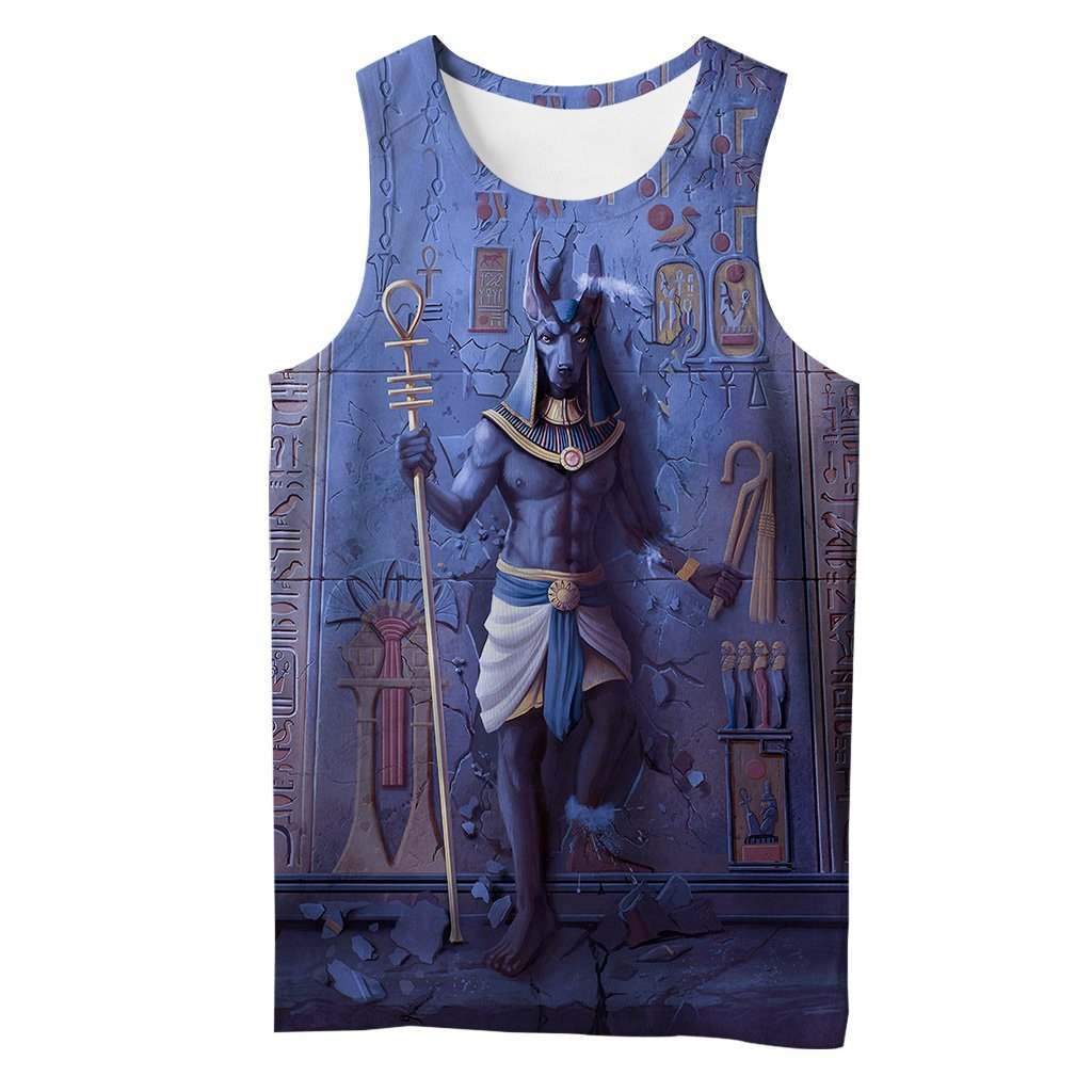 Anubis Face Blue Egypt Ancient 3D All Over Printed Clothes-Apparel-MP-Tank Top-S-Vibe Cosy™