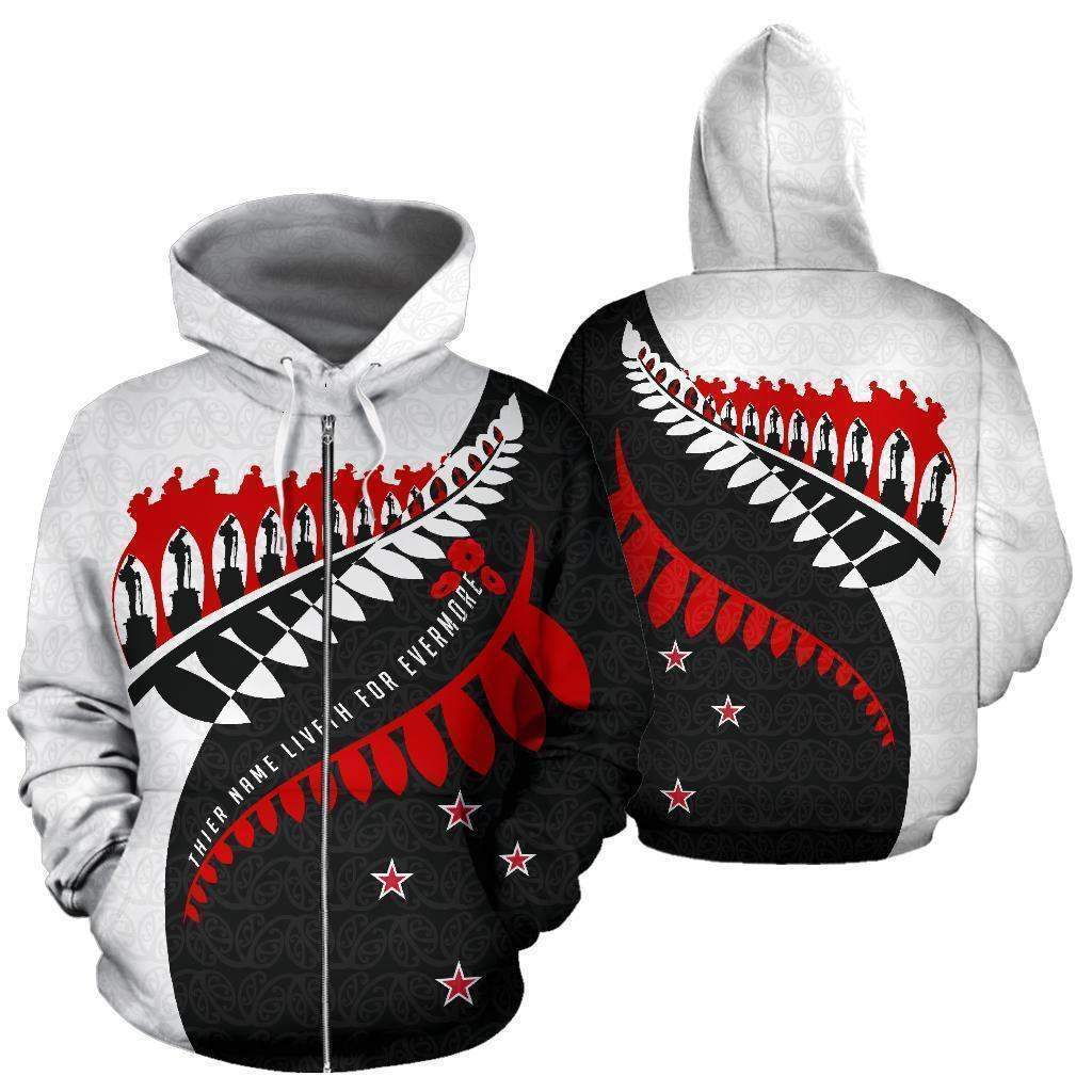 Aotearoa Zip Up Hoodie - Fiveth For Evermore BW HC1108 - Amaze Style™-Apparel